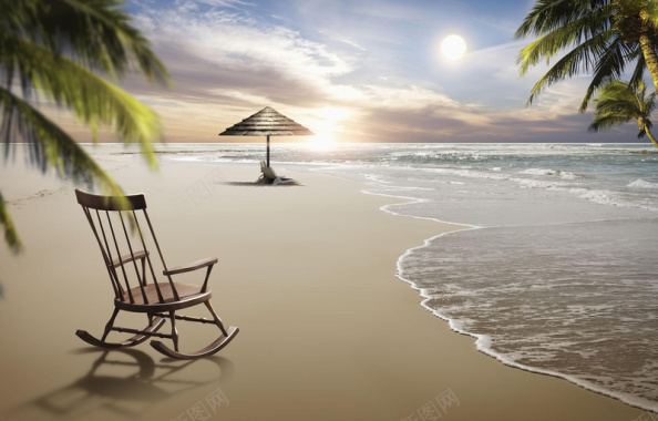 夏日海滩风景摄影平面广告背景