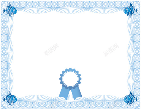 蓝色花纹证书背景素材背景
