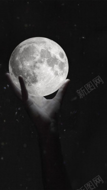唯美手握月球背景背景