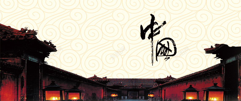 中国风古典建筑详情页海报背景背景