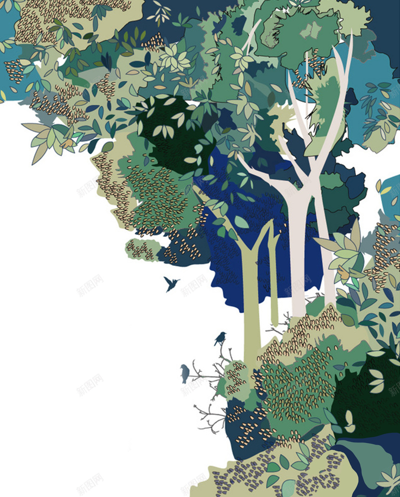 矢量图森林植物海报背景图jpg设计背景_新图网 https://ixintu.com 植物 白底 绿色 鸟 矢量图 森林 海报 背景图 素材 温暖