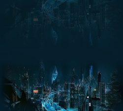 黑蓝色城市科技背景高清图片