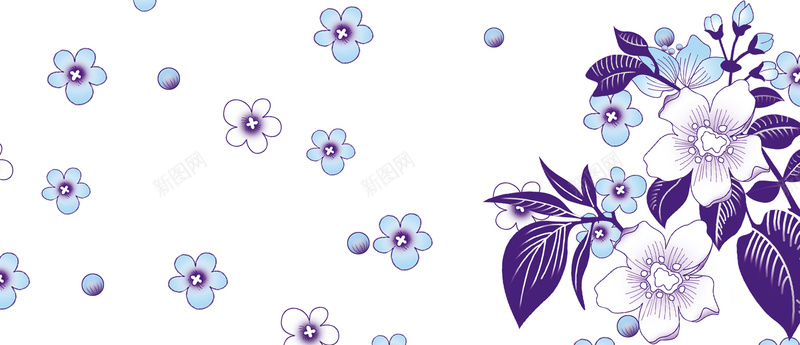 插画背景psd设计背景_新图网 https://ixintu.com 唯美 清晰 白色 紫色 花 干净 海报banner 卡通 童趣 手绘