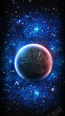 蓝色科幻地球商业H5背景素材背景