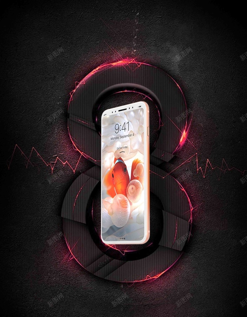 高端黑色iPhone8手机促销psd设计背景_新图网 https://ixintu.com 手机促销 智能手机 苹果手机 触屏手机 手机 iphone8 iphone8X 数码产品 手机数码
