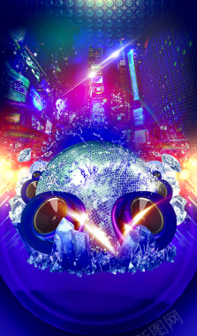 蓝色酷炫VR眼镜宣传海报背景素材背景