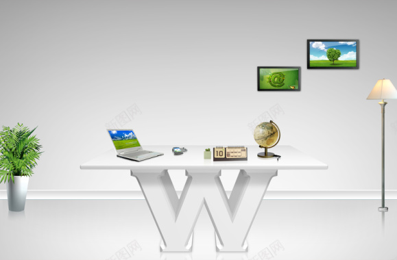 商业科技绿色电脑科技桌面平面设计图背景