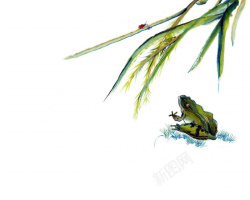 青蛙捕食青蛙捕食水墨画背景高清图片