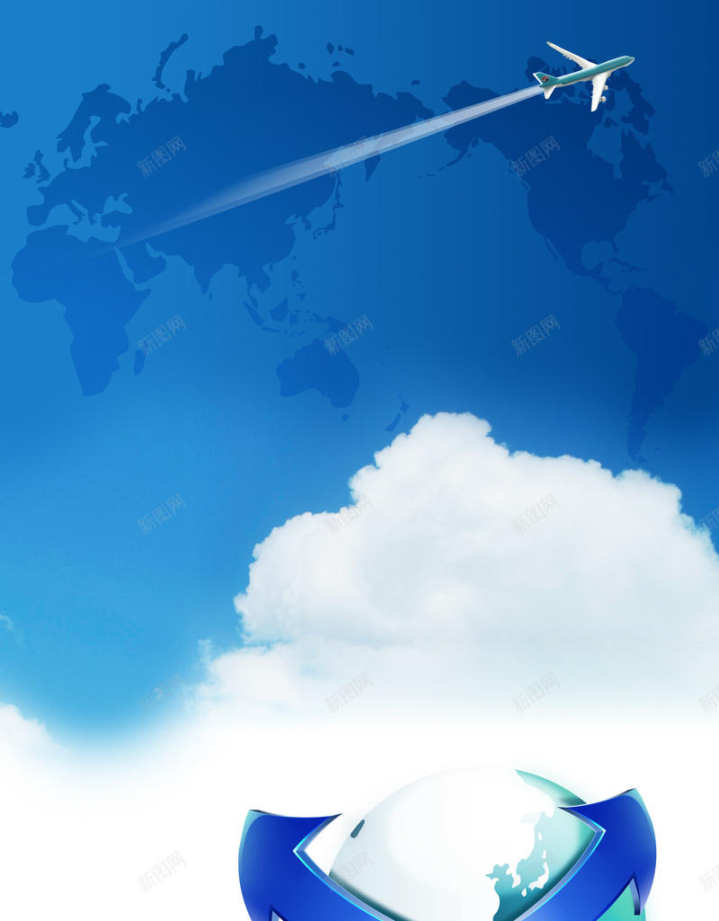 世界在掌中海报背景素材psd设计背景_新图网 https://ixintu.com 蓝天白云 发展 地球 箭头 飞机 世界在掌中图片下载 指导方向 奔向未来 世界地图