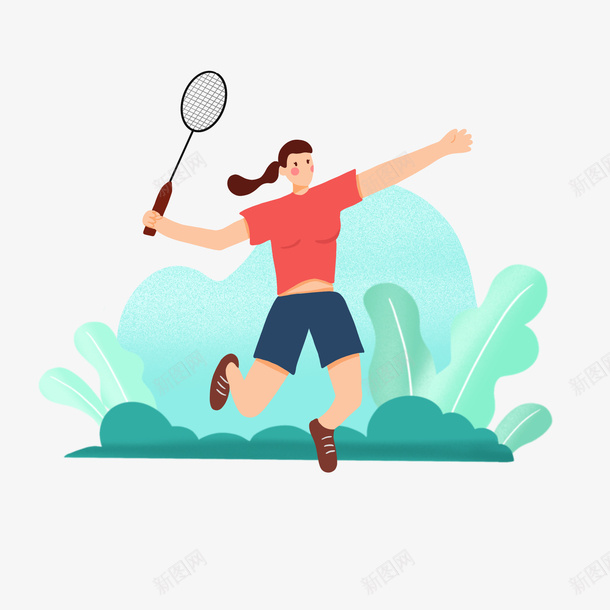 女孩打羽毛球女子打球运动项目psd免抠素材_新图网 https://ixintu.com 女孩打羽毛球 女子打球 运动项目 打羽毛球