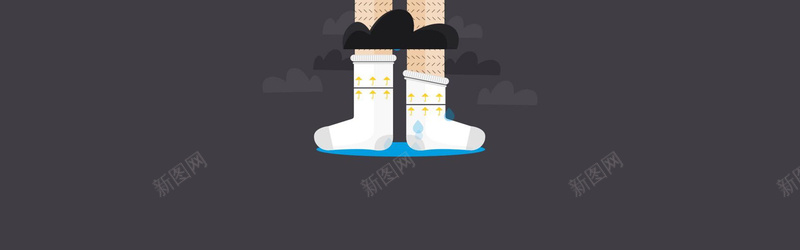 雨天袜子jpg设计背景_新图网 https://ixintu.com 海报banner 乌云 卡通 淋湿 袜子 童趣 手绘