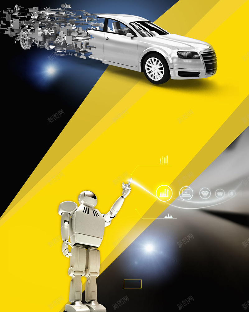 蓝色科技未来机器智能海报jpg设计背景_新图网 https://ixintu.com 电子海报 未来 机器 科技 蓝色 智能 数据 全球 互联网 科技网络 汽车 机器人