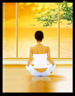 健身美女瑜伽养生广告背景高清图片