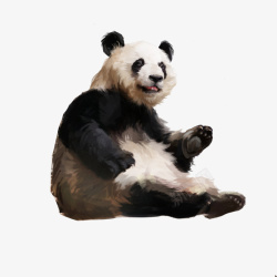 熊猫动物卡通手绘插画可爱素材