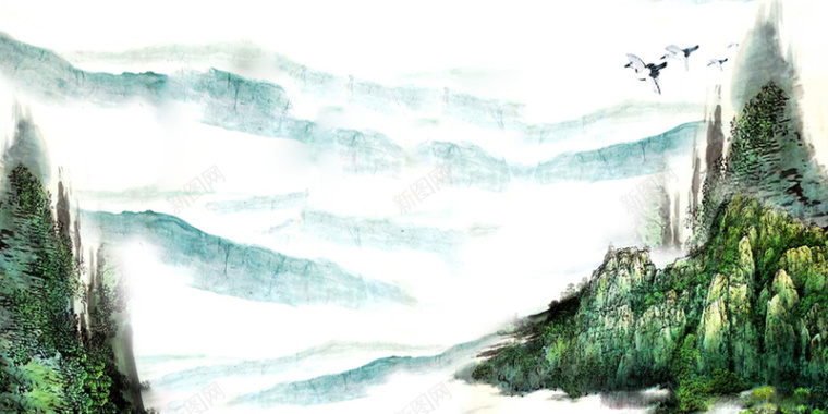 中国风山水青山背景素材背景