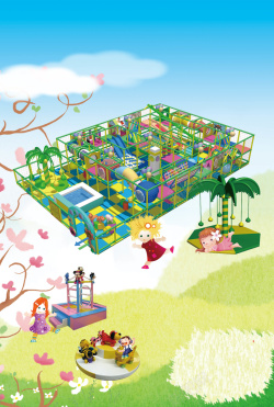 淘气堡游乐园儿童乐园开业海报背景素材高清图片