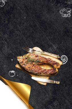 时尚美味烤鱼特色料理餐饮海报背景