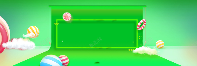 陶宝绿色糖果3D背景背景