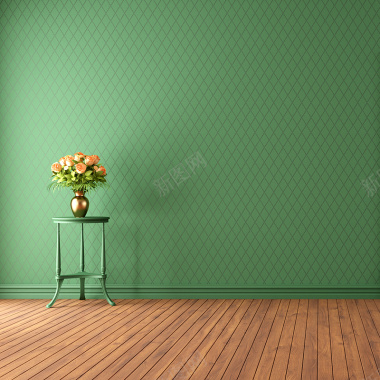 绿墙地板背景背景