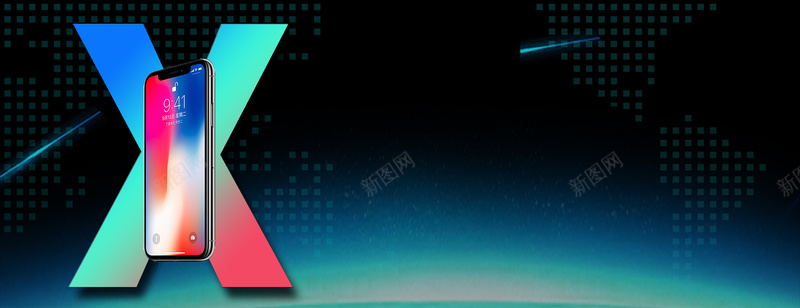 苹果x手机最新款大气科技banner背景