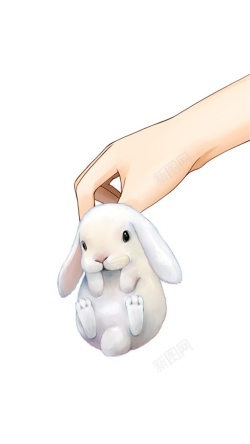 兔情侣卡通清新H5背景高清图片