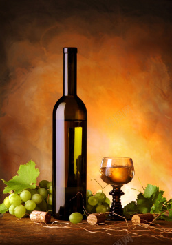 复古画卷中的红酒瓶复古葡萄酒海报背景高清图片