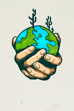 简约手绘世界地球日公益海报背景素材背景