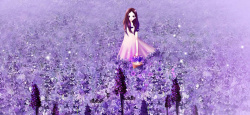 拿花篮的女孩紫色唯美浪漫女孩高清图片