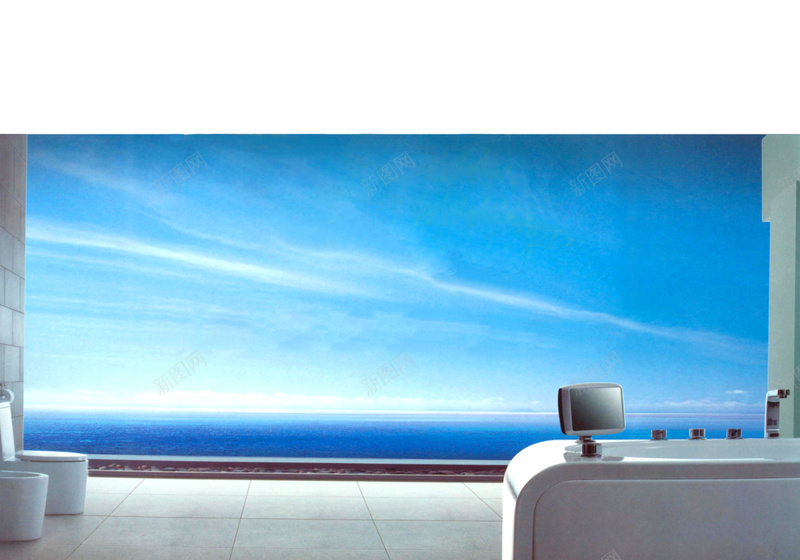 卫浴广告蓝色天空桌子电脑psd设计背景_新图网 https://ixintu.com 卫浴广告 蓝色天空 桌子 电脑 科技 科幻 商务