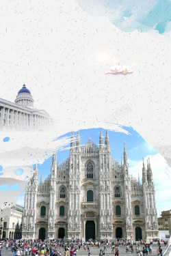意大利风情意大利米兰风情旅游留学海报背景素材高清图片