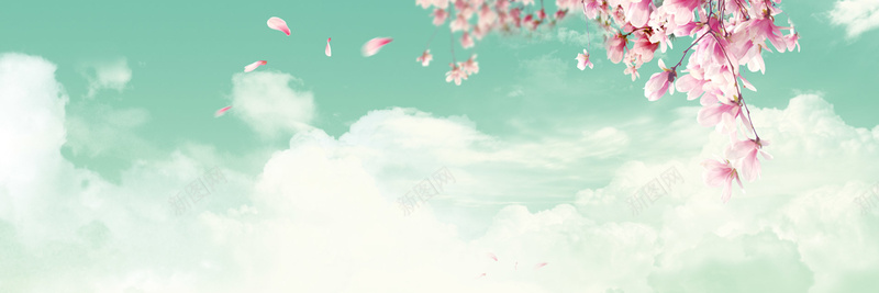 化妆品背景psd设计背景_新图网 https://ixintu.com 春季新品 化妆品 花 白云 天猫海报 海报banner 文艺 小清新 简约