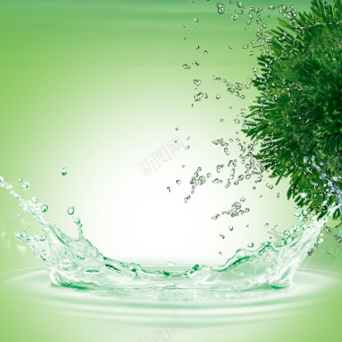 天然绿色保湿水化妆品海报背景素材背景