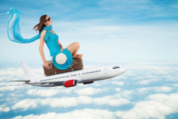 旅行ppt飞机上面的女性背景素材高清图片