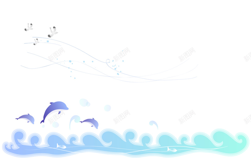 海豚海鸥海洋手绘背景素材psd设计背景_新图网 https://ixintu.com 手绘 海洋 海豚 海鸥 清新 背景素材