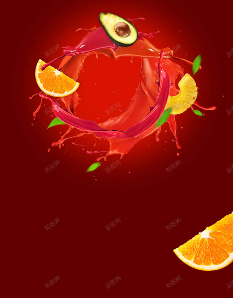 红色水果活动页H5背景psd设计背景_新图网 https://ixintu.com 水果宣传 红色背景 大气 柠檬 活动 手机端APP H5 背景
