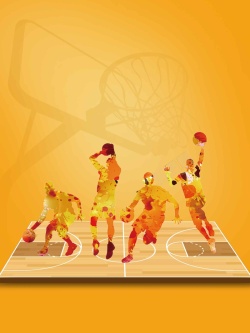 有氧运动插画篮球比赛创意海报背景模板高清图片