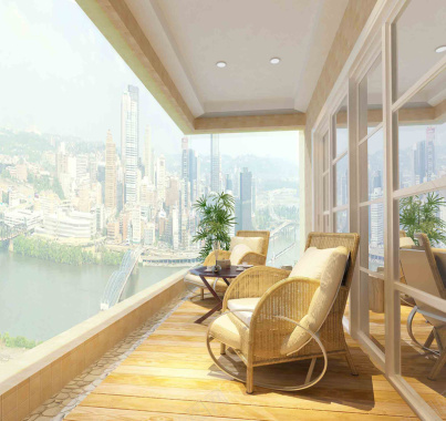 阳光躺椅暖色地板温馨阳台场景背景素材背景