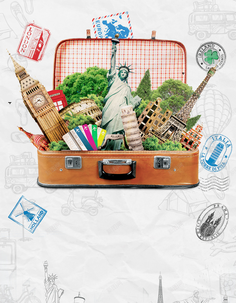 欧洲旅游跟团活动海报psd设计背景_新图网 https://ixintu.com 欧洲游 旅游 出国 跟团 白色 卡通 童趣 手绘