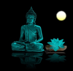 禅语月光下的佛教背景高清图片