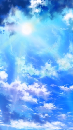 蓝色天空梦幻手绘梦幻蓝色天空H5背景高清图片