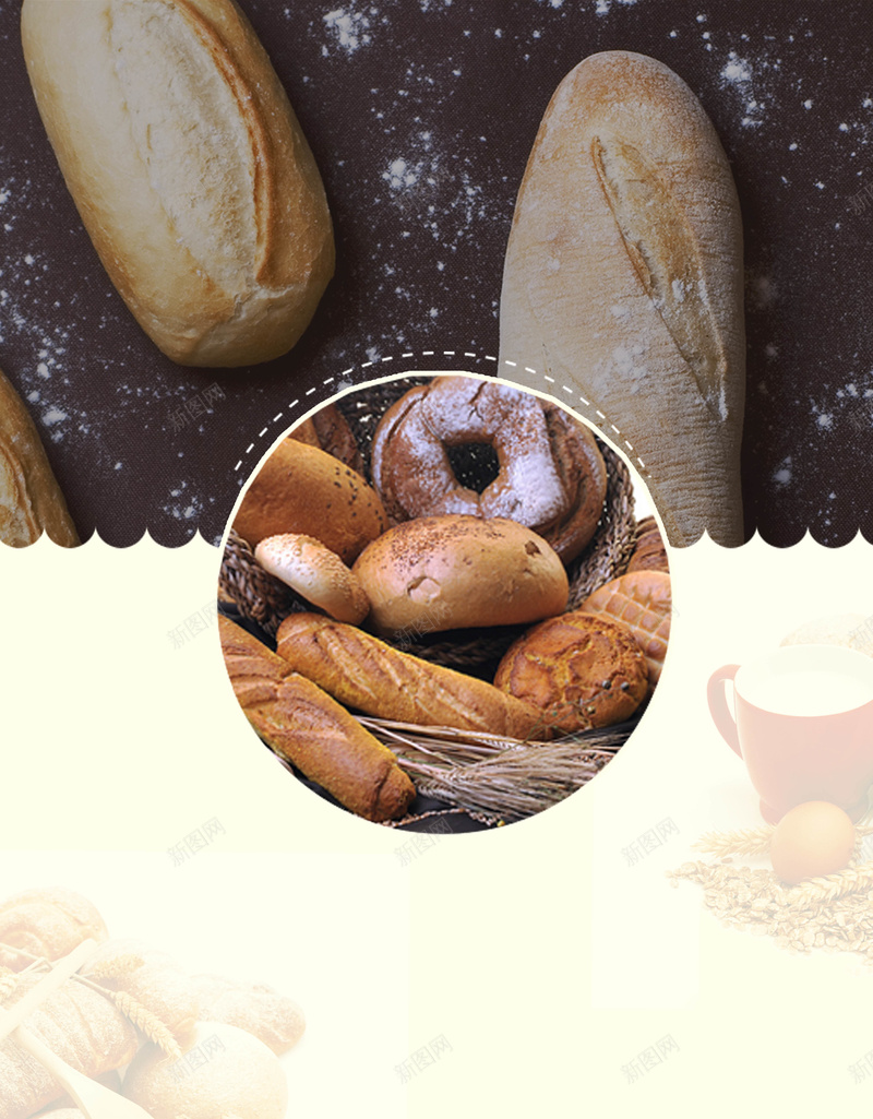 烘焙面包美食海报psd设计背景_新图网 https://ixintu.com 蛋糕店促销海报 面包店海报 咖啡 糕点 面包 甜甜圈 面包展板 面包店