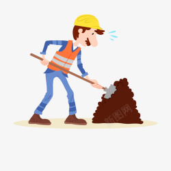 工人铲泥土PNG下载素材