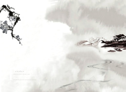 中国树枝画画黑白中国风水墨画简约展板背景素材高清图片
