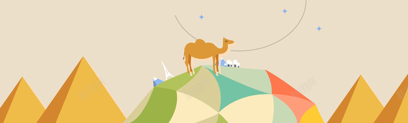 扁平沙漠地球骆驼banner背景