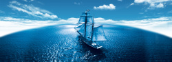 船只素材蓝色海洋banner背景高清图片