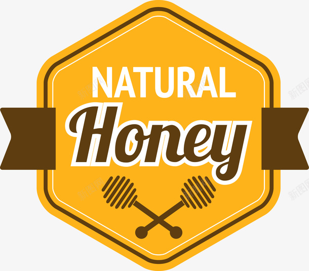 卡通纯天然蜂蜜标签eps免抠素材_新图网 https://ixintu.com 蜂蜜 金色 卡通 纯天然 矢量图案 甜蜜标签