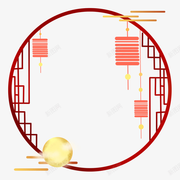 国潮中国风元素png免抠素材_新图网 https://ixintu.com 国潮 边框 楼 龙 中国风