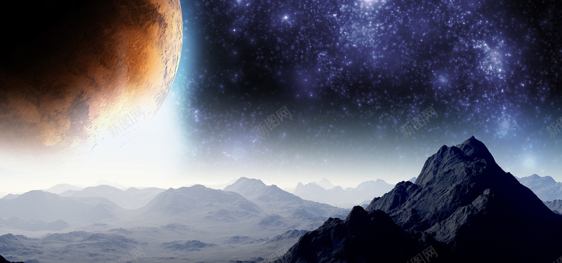 太空星空山脉psd设计背景_新图网 https://ixintu.com 海报banner 山脉 星云 星星 星空 太空星空山脉 星海 星际 大气