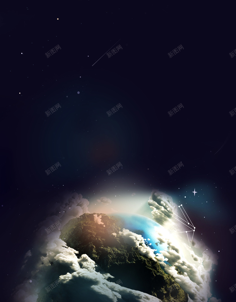 简约大气国际气象日海报jpg设计背景_新图网 https://ixintu.com 天气预报 气象海报 天气 白云 云 地球 世界地球 深蓝色 国际气象节