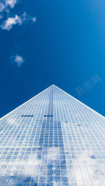 商务蓝天下的大厦H5背景背景
